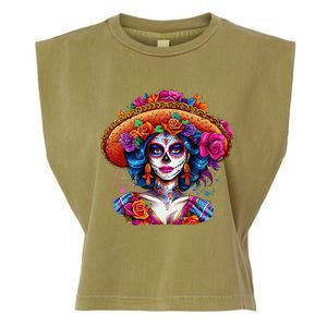 Sugar Skull Women De Los Muertos La Catrina Day Of The Dead Garment-Dyed Women's Muscle Tee