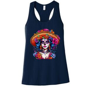 Sugar Skull Women De Los Muertos La Catrina Day Of The Dead Women's Racerback Tank