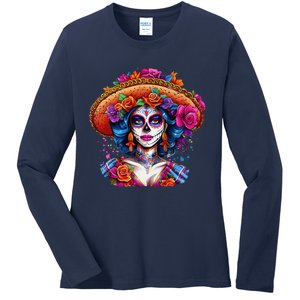 Sugar Skull Women De Los Muertos La Catrina Day Of The Dead Ladies Long Sleeve Shirt