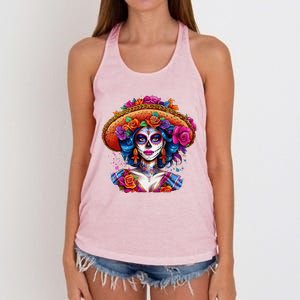 Sugar Skull Women De Los Muertos La Catrina Day Of The Dead Women's Knotted Racerback Tank