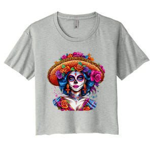 Sugar Skull Women De Los Muertos La Catrina Day Of The Dead Women's Crop Top Tee