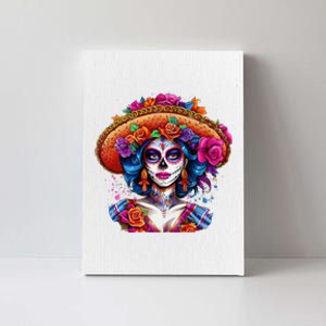 Sugar Skull Women De Los Muertos La Catrina Day Of The Dead Canvas