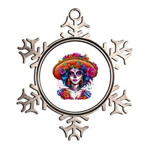 Sugar Skull Women De Los Muertos La Catrina Day Of The Dead Metallic Star Ornament