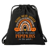 School Social Worker Halloween Rainbow Leopard School Worker Drawstring Bag