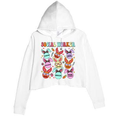 School Social Worker Funny Easter Crop Fleece Hoodie