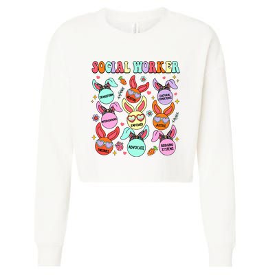 School Social Worker Funny Easter Cropped Pullover Crew