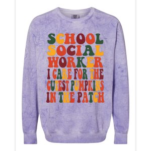 School Social Worker Halloween Rainbow Groovy School Worker Colorblast Crewneck Sweatshirt