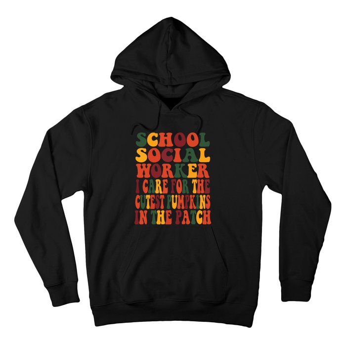 School Social Worker Halloween Rainbow Groovy School Worker Hoodie