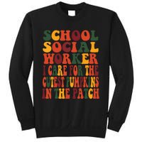 School Social Worker Halloween Rainbow Groovy School Worker Sweatshirt