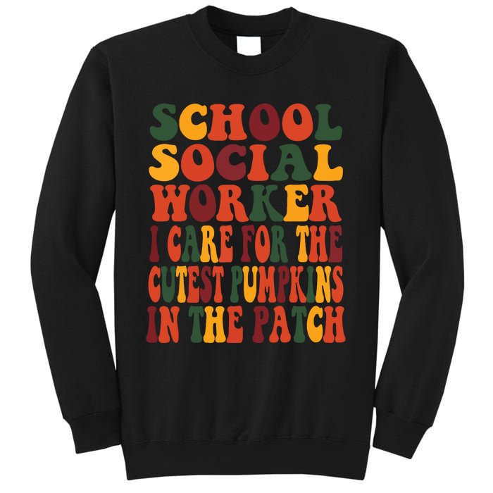 School Social Worker Halloween Rainbow Groovy School Worker Sweatshirt