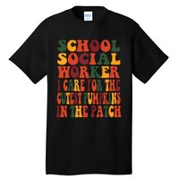 School Social Worker Halloween Rainbow Groovy School Worker Tall T-Shirt