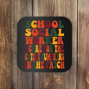 School Social Worker Halloween Rainbow Groovy School Worker Coaster