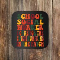 School Social Worker Halloween Rainbow Groovy School Worker Coaster