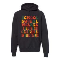 School Social Worker Halloween Rainbow Groovy School Worker Premium Hoodie