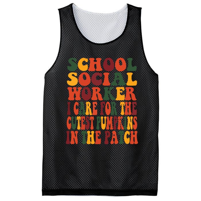 School Social Worker Halloween Rainbow Groovy School Worker Mesh Reversible Basketball Jersey Tank