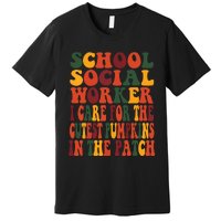 School Social Worker Halloween Rainbow Groovy School Worker Premium T-Shirt