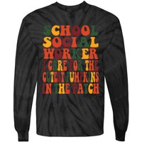 School Social Worker Halloween Rainbow Groovy School Worker Tie-Dye Long Sleeve Shirt