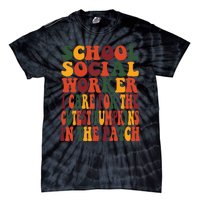 School Social Worker Halloween Rainbow Groovy School Worker Tie-Dye T-Shirt