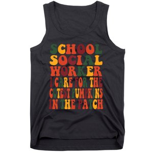 School Social Worker Halloween Rainbow Groovy School Worker Tank Top