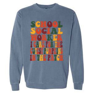 School Social Worker Halloween Rainbow Groovy School Worker Garment-Dyed Sweatshirt