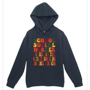 School Social Worker Halloween Rainbow Groovy School Worker Urban Pullover Hoodie