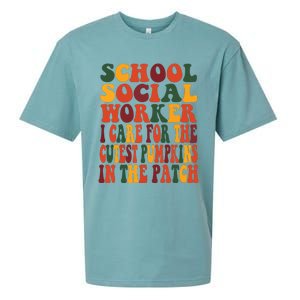 School Social Worker Halloween Rainbow Groovy School Worker Sueded Cloud Jersey T-Shirt