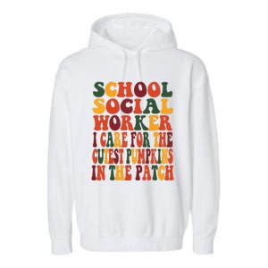 School Social Worker Halloween Rainbow Groovy School Worker Garment-Dyed Fleece Hoodie