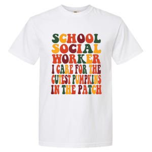 School Social Worker Halloween Rainbow Groovy School Worker Garment-Dyed Heavyweight T-Shirt