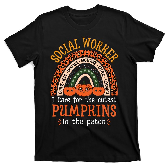 School Social Worker Rainbow Halloween School Worker T-Shirt