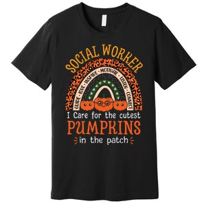 School Social Worker Rainbow Halloween School Worker Premium T-Shirt