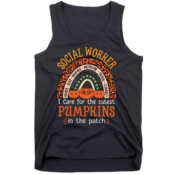 School Social Worker Rainbow Halloween School Worker Tank Top