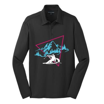 Skier Skiing Winter Sport Ski Skiers Ski Lover Great Gift Silk Touch Performance Long Sleeve Polo