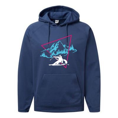 Skier Skiing Winter Sport Ski Skiers Ski Lover Great Gift Performance Fleece Hoodie