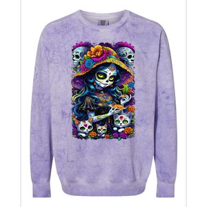 Sugar Skull Women De Los Muertos La Catrina Day Of The Dead Colorblast Crewneck Sweatshirt