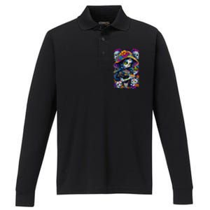 Sugar Skull Women De Los Muertos La Catrina Day Of The Dead Performance Long Sleeve Polo