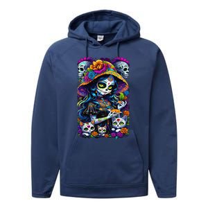 Sugar Skull Women De Los Muertos La Catrina Day Of The Dead Performance Fleece Hoodie