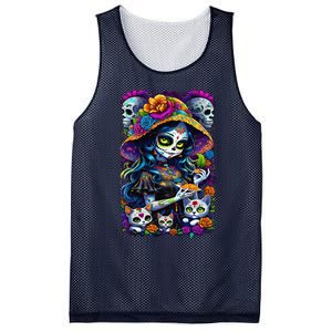 Sugar Skull Women De Los Muertos La Catrina Day Of The Dead Mesh Reversible Basketball Jersey Tank