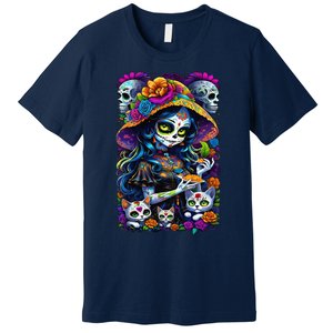 Sugar Skull Women De Los Muertos La Catrina Day Of The Dead Premium T-Shirt