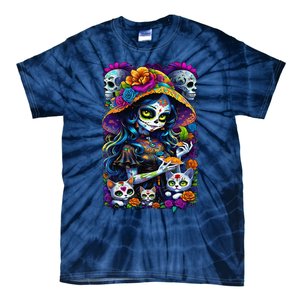 Sugar Skull Women De Los Muertos La Catrina Day Of The Dead Tie-Dye T-Shirt