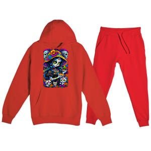 Sugar Skull Women De Los Muertos La Catrina Day Of The Dead Premium Hooded Sweatsuit Set