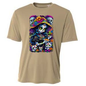 Sugar Skull Women De Los Muertos La Catrina Day Of The Dead Cooling Performance Crew T-Shirt