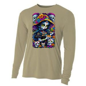 Sugar Skull Women De Los Muertos La Catrina Day Of The Dead Cooling Performance Long Sleeve Crew