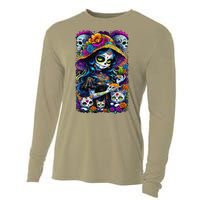 Sugar Skull Women De Los Muertos La Catrina Day Of The Dead Cooling Performance Long Sleeve Crew