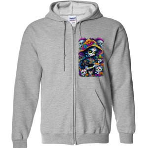 Sugar Skull Women De Los Muertos La Catrina Day Of The Dead Full Zip Hoodie