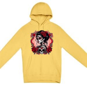 Sugar Skull Women De Los Muertos La Catrina Day Of The Dead Premium Pullover Hoodie