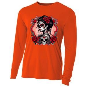 Sugar Skull Women De Los Muertos La Catrina Day Of The Dead Cooling Performance Long Sleeve Crew