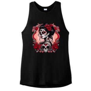 Sugar Skull Women De Los Muertos La Catrina Day Of The Dead Ladies PosiCharge Tri-Blend Wicking Tank