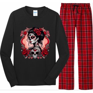 Sugar Skull Women De Los Muertos La Catrina Day Of The Dead Long Sleeve Pajama Set