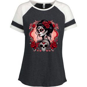 Sugar Skull Women De Los Muertos La Catrina Day Of The Dead Enza Ladies Jersey Colorblock Tee