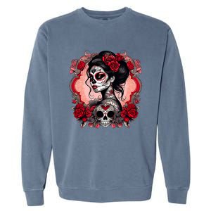 Sugar Skull Women De Los Muertos La Catrina Day Of The Dead Garment-Dyed Sweatshirt